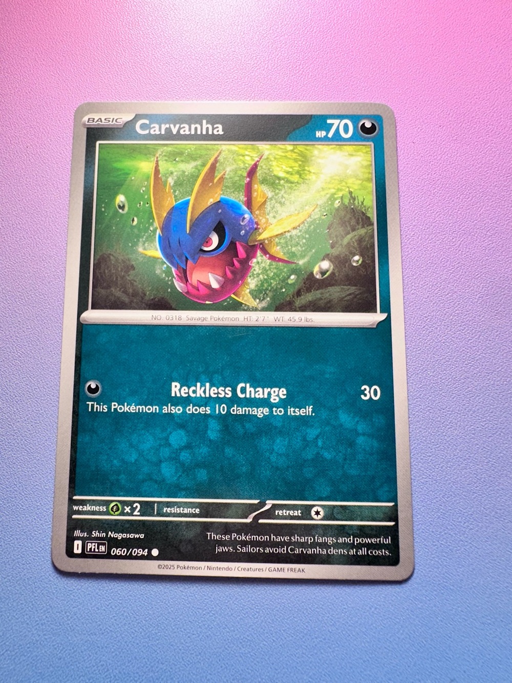 carvanha - 060/094 (common) — pokemon: phantasmal flames